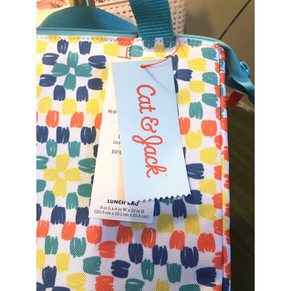 Cat & Jack NWT Colorful Geometric Pattern Insulated BPA Free Lunch Bag - Picture 3 of 6